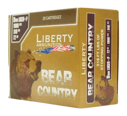 Liberty Ammunition Bear Country 9mm Luger +P 72gr Hollow Point - Box or Case