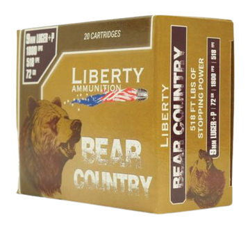 Liberty Ammunition Bear Country 9mm Luger +P 72gr Hollow Point - Box or Case