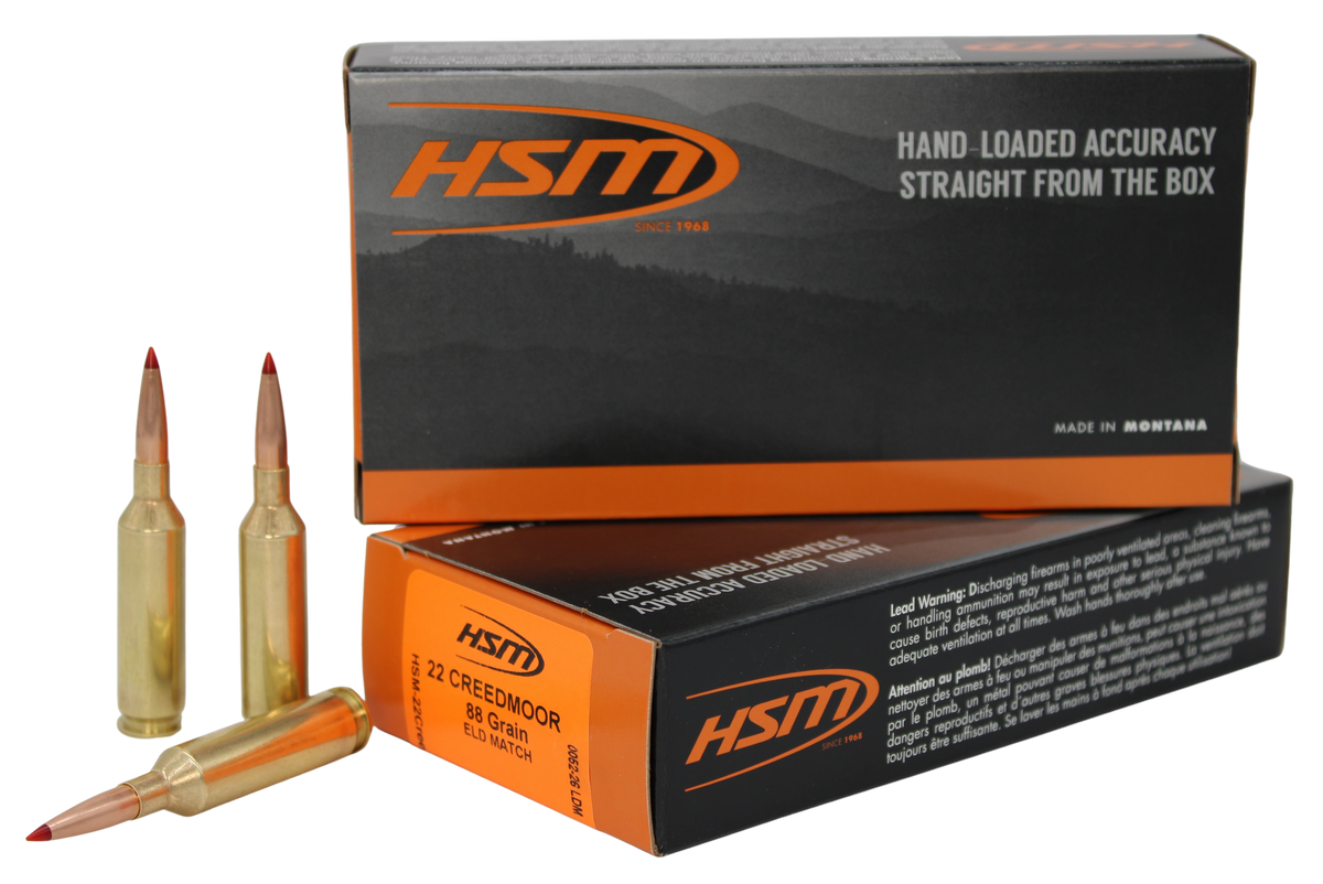 HSM 22 Creedmoor 88gr ELD Match 20 Rd - Box or Case