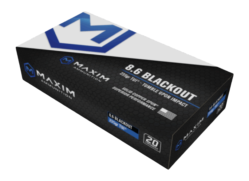 Maxim Defense 8.6 Blackout 235gr Solid Copper TUI SBA Rifle Ammo - Box or Case