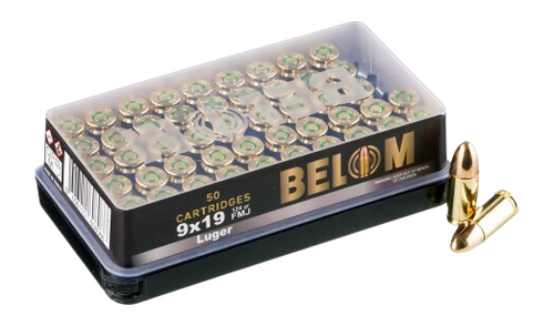 Global Ordnance Belom 9mm Luger 124gr FMJ 50/Box - Box or Case