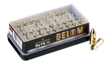 Global Ordnance Belom 9mm Luger 124gr FMJ 50/Box - Box or Case
