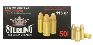Global Ordnance Sterling 9mm Luger 115gr FMJ 50 Rd - Box or Case