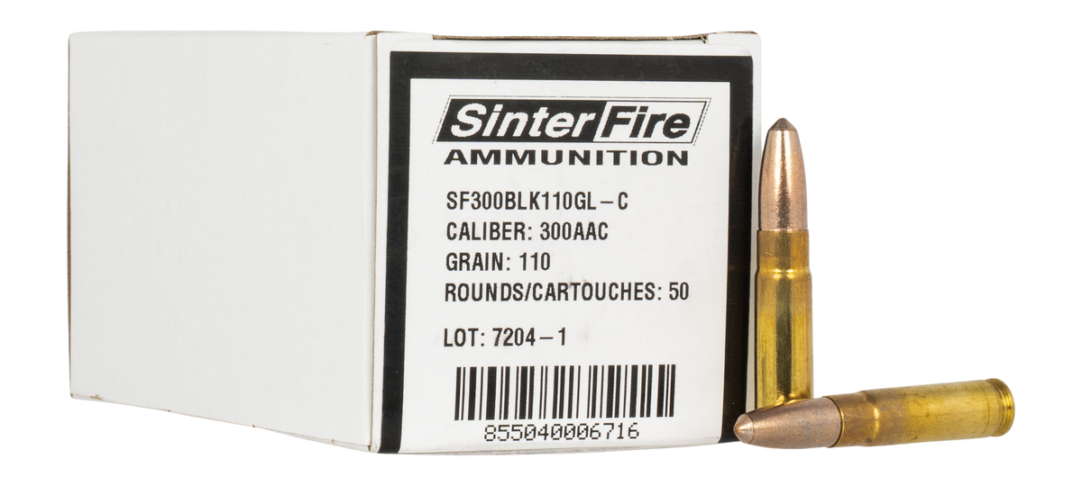 SinterFire GreenLine .300 AAC Blackout 110gr Lead Free Frangible Rifle Ammo - Box or Case