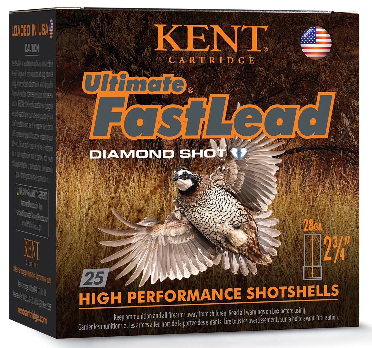 Kent Cartridge Ultimate Fast Lead 28 Gauge 2.75" 7/8 oz 6 Shot 25 Rd - Box or Case