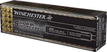 Winchester Ammo Super Suppressed 22 LR 45 gr Black Copper Plated Round Nose 800 Per Box