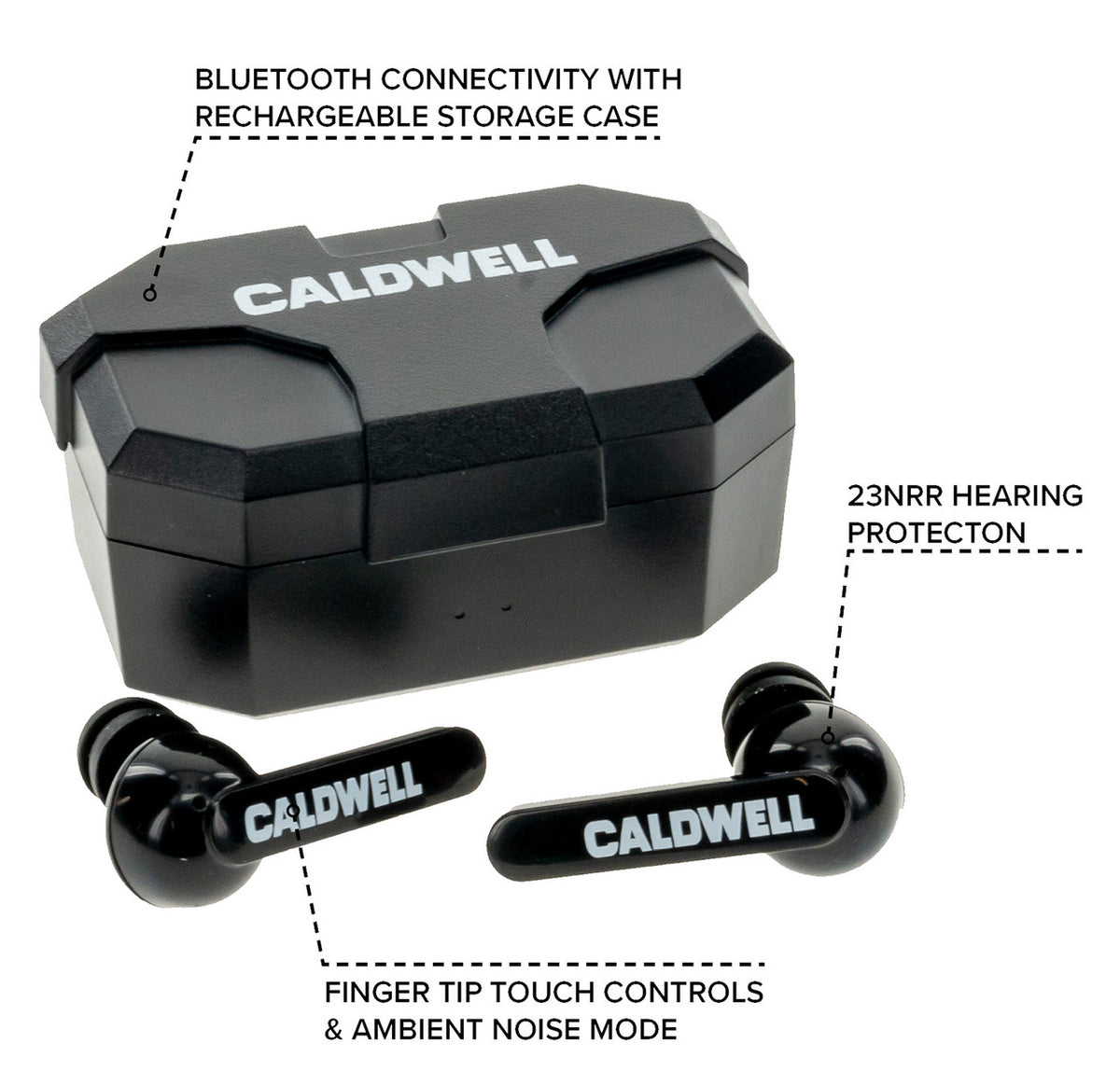 Caldwell E-Max Shadows Bluetooth Rechargeable Wireless Ear Plugs With Case