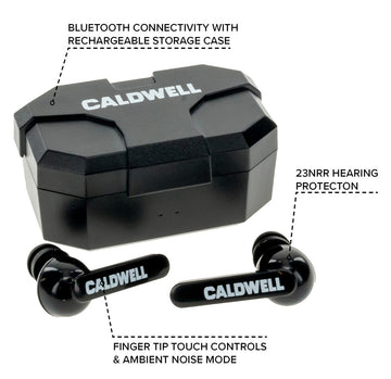 Caldwell E-Max Shadows Bluetooth Rechargeable Wireless Ear Plugs With Case