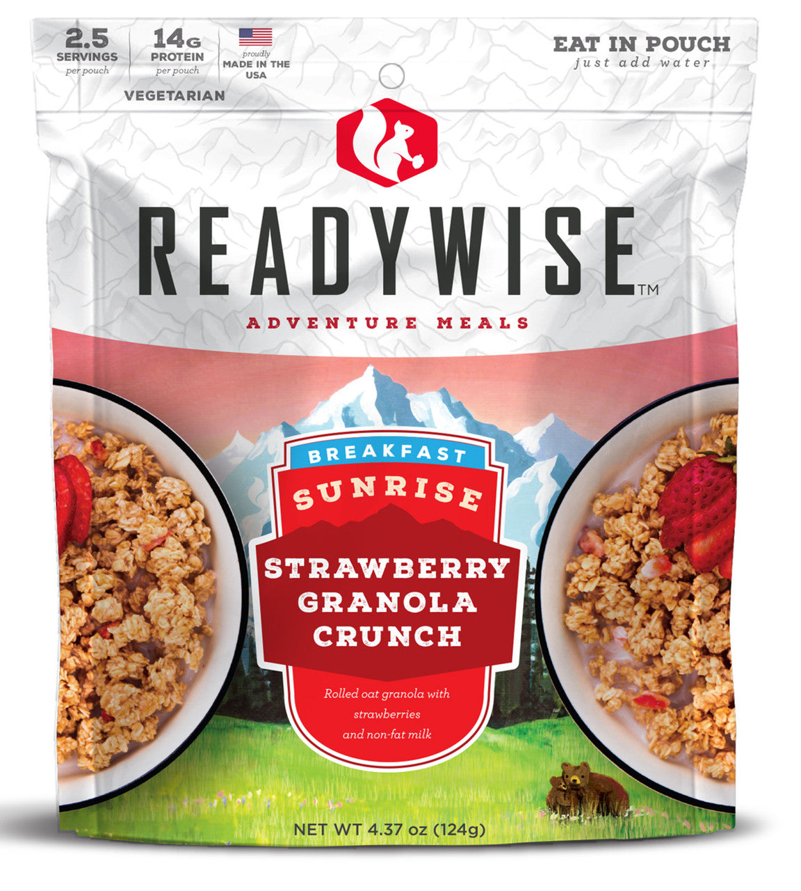ReadyWise Outdoor Food Kit Sunrise Strawberry Granola Crunch Breakfast Entree