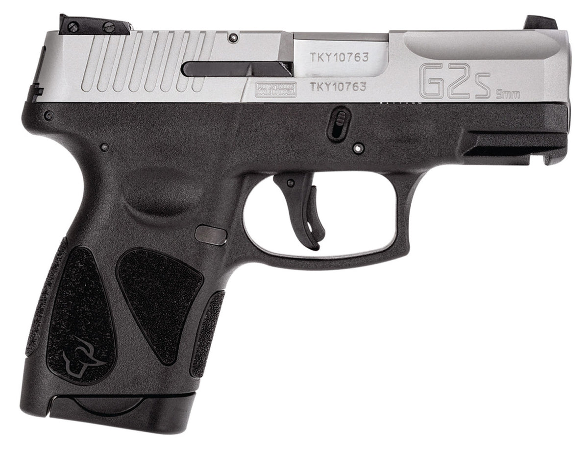 Taurus G2S Slim 9mm Luger Semi Auto Pistol 3.2" Barrel 7 Rounds Single Action with Restrike 3 Dot Sights Thumb Safety Black Polymer Frame Stainless Finish