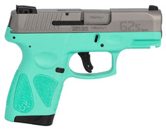 Taurus G2S Slim 9mm Luger Semi Auto Pistol 3.2" Barrel 7 Rounds Single Action with Restrike 3 Dot Sights Thumb Safety Cyan Polymer Frame Stainless Finish