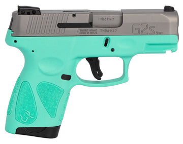 Taurus G2S Slim 9mm Luger Semi Auto Pistol 3.2" Barrel 7 Rounds Single Action with Restrike 3 Dot Sights Thumb Safety Cyan Polymer Frame Stainless Finish