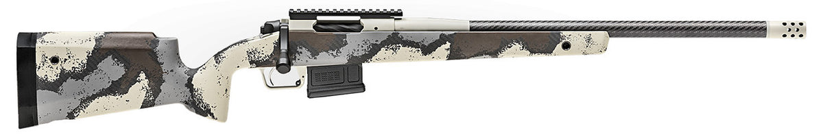Discover the Springfield Armory Model 2020 Waypoint BAW92265CMCFD in 6.5 Creedmoor with a 22” carbon fiber barrel. Features Graphite Black Cerakote finish, Ridgeline Camo hybrid carbon fiber stock, and TriggerTech adjustable trigger—ideal for precision shooting.