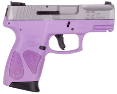 Taurus PT111 G2C Semi Auto Pistol 9mm Luger 3.2" Barrel 12 Rounds 3 Dot Sights Matte Stainless Steel Slide/Polymer Frame Light Purple Finish
