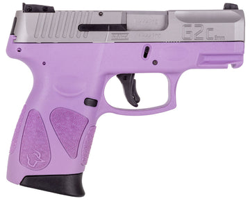 Taurus PT111 G2C Semi Auto Pistol 9mm Luger 3.2" Barrel 12 Rounds 3 Dot Sights Matte Stainless Steel Slide/Polymer Frame Light Purple Finish