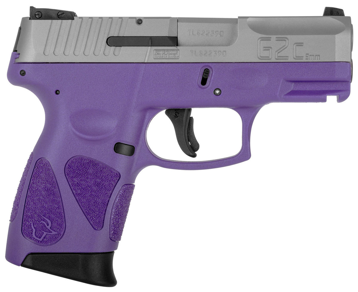 Taurus PT111 G2C Semi Auto Pistol 9mm Luger 3.2" Barrel 12 Rounds 3 Dot Sights Matte Stainless Steel Slide/Polymer Frame Dark Purple Finish