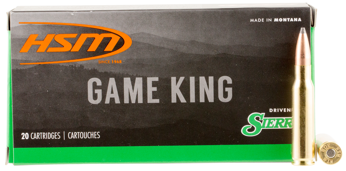 HSM Game King 308 Win 150gr Sierra GameKing Spitzer Boat Tail 20 Rd - Box or Case