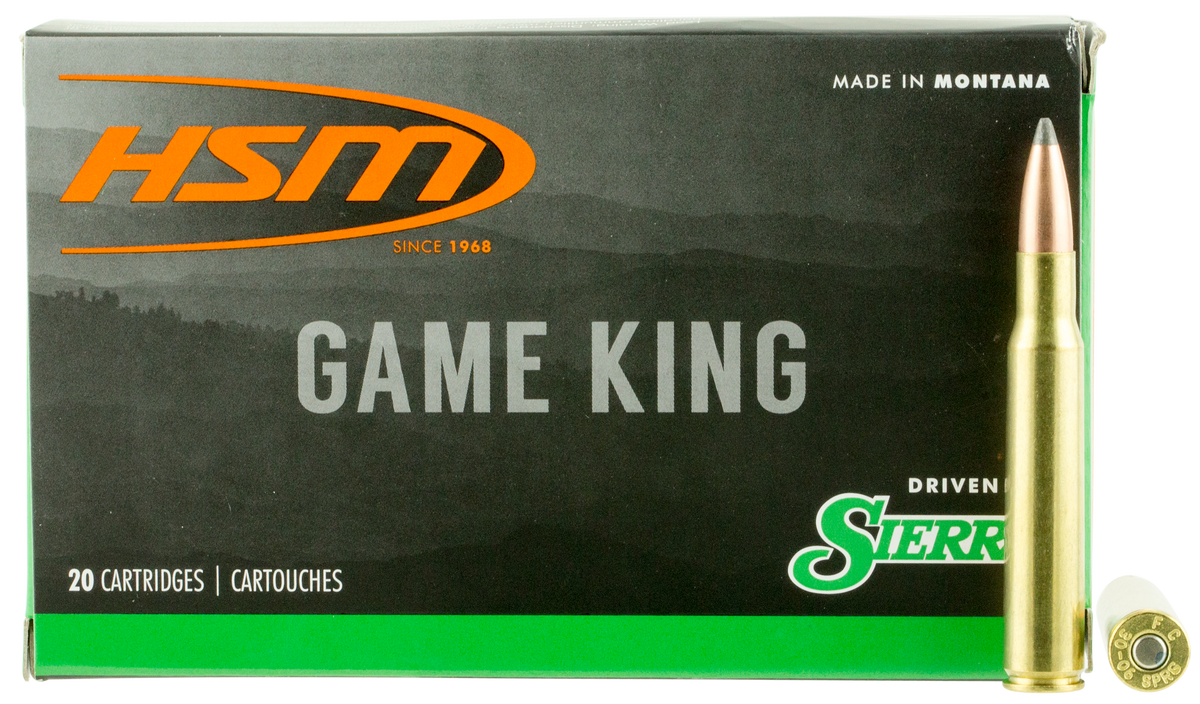 HSM Game King 30-06 Springfield 165gr Sierra GameKing Spitzer Boat Tail 20 Rd - Box or Case