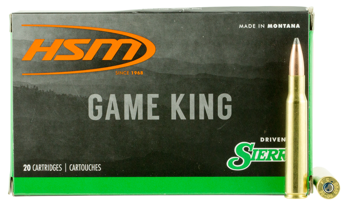 HSM Game King 30-06 Springfield 180gr Sierra GameKing Spitzer Boat Tail 20 Rd - Box or Case