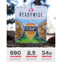 ReadyWise Trailhead Noodles and Beef - 6 Pouch Case