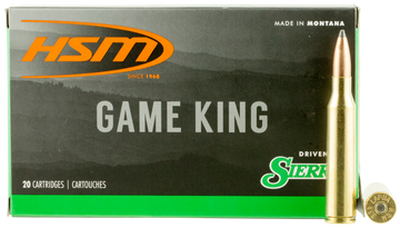 HSM Game King 338 Lapua Mag 215gr Sierra GameKing Spitzer Boat Tail 20 Rd - Box or Case