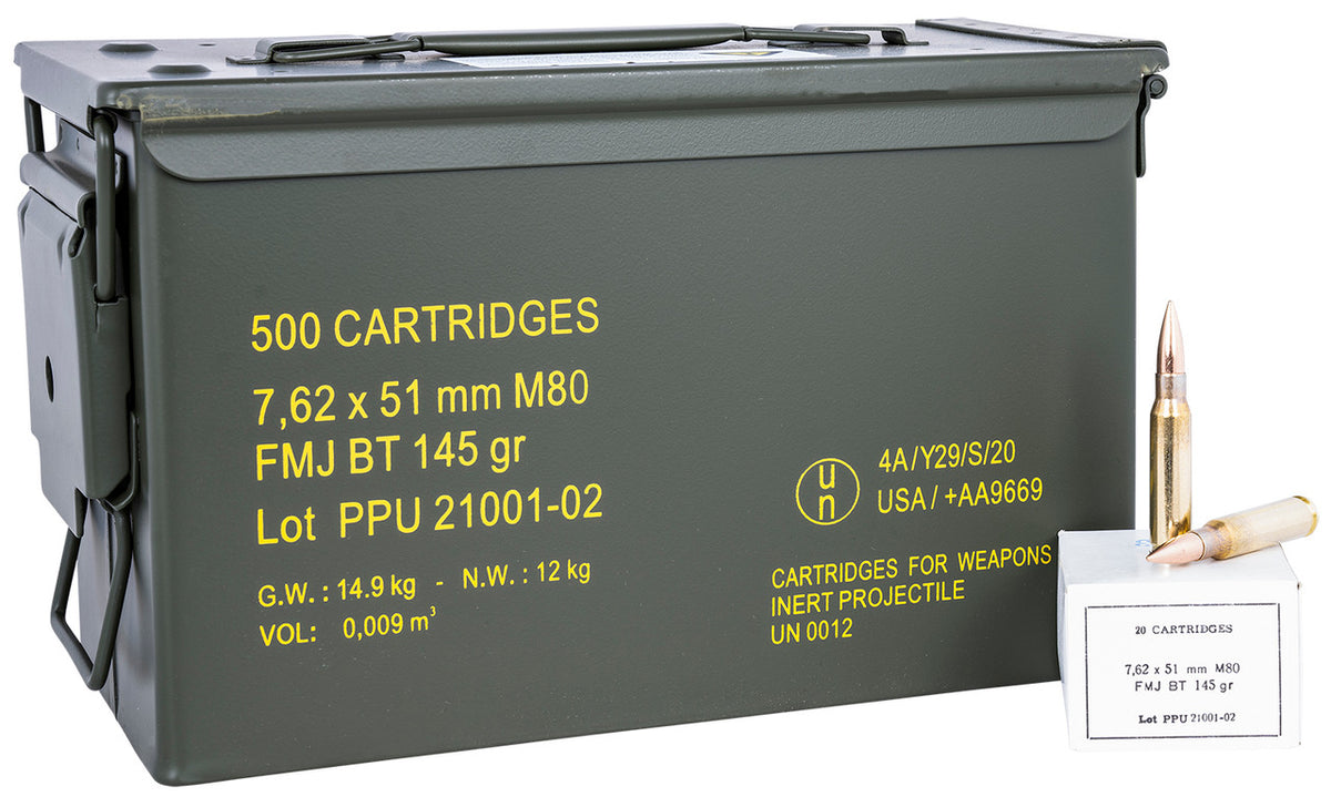 PPU Rangemaster 7.62x51mm NATO 145 gr Full Metal Jacket Boat Tail/ 500rds *Sold by Case *Includes Metal Can