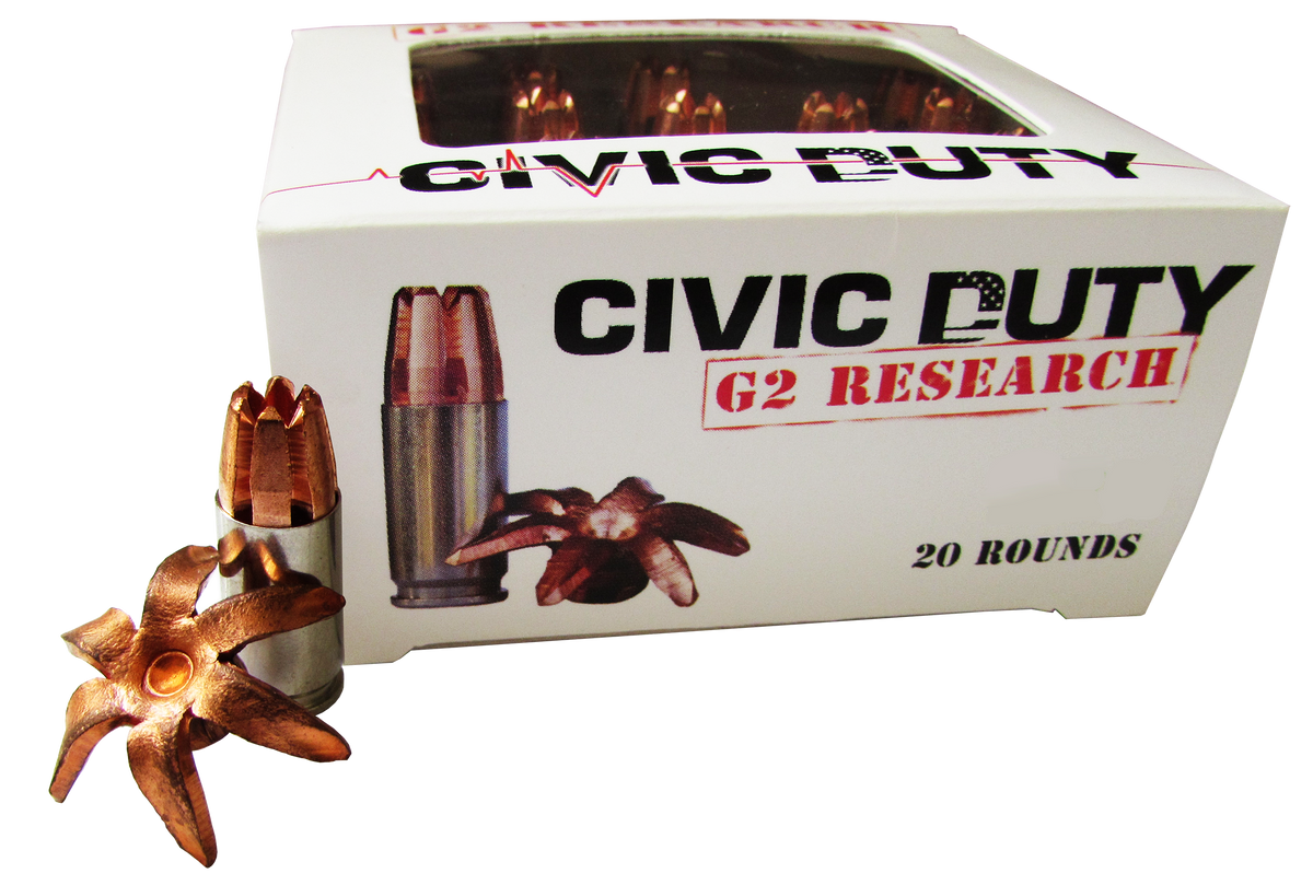 G2 Research Civic Duty 45 ACP +P 164gr Copper Expansion Projectile 20 Rd - Box or Case