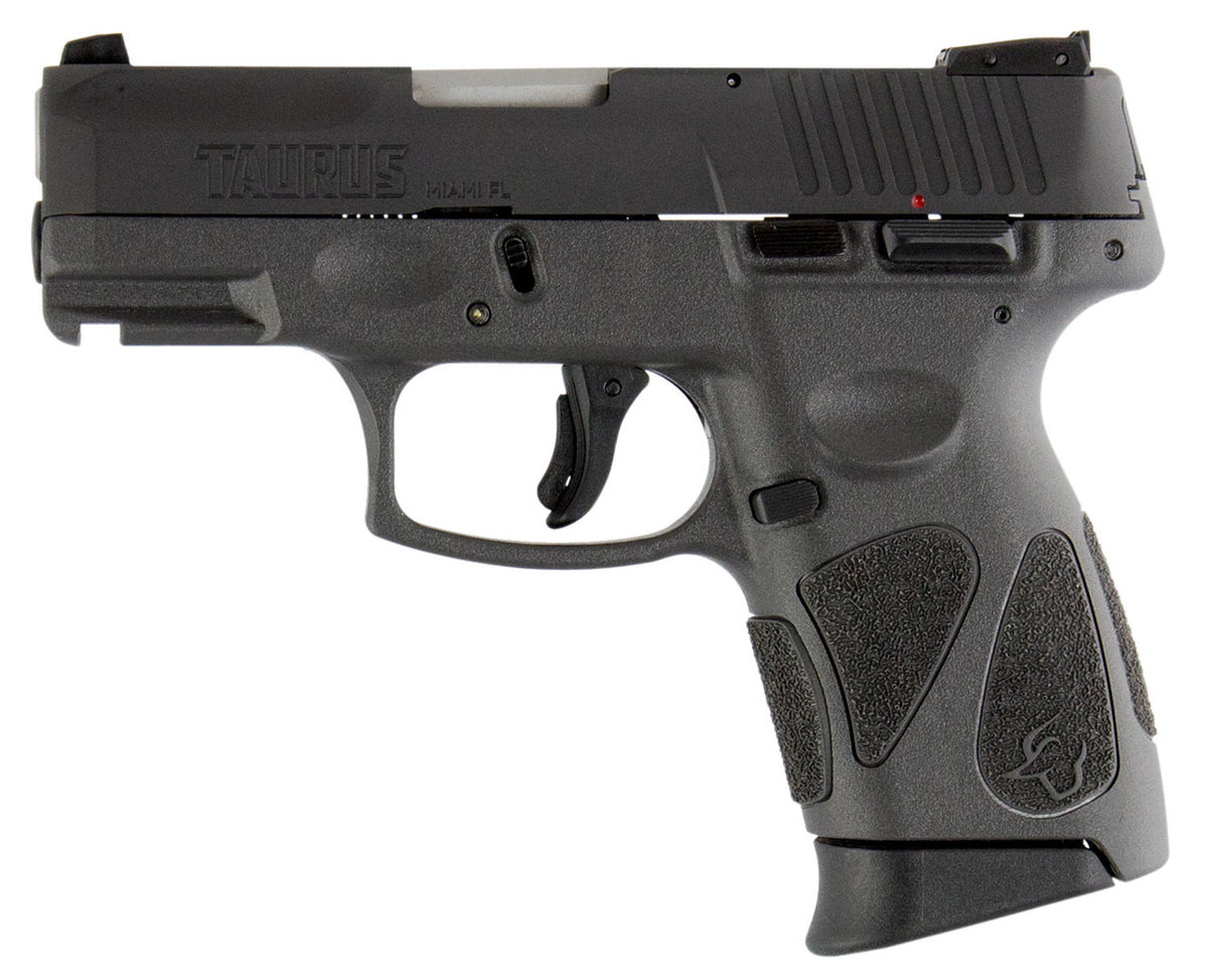 Taurus G2C 9mm Luger Compact Semi Auto Pistol 3.20" Barrel 12 Rounds with Restrike 3-Dot Sights Thumb Safety Gray Polymer Frame Black Finish