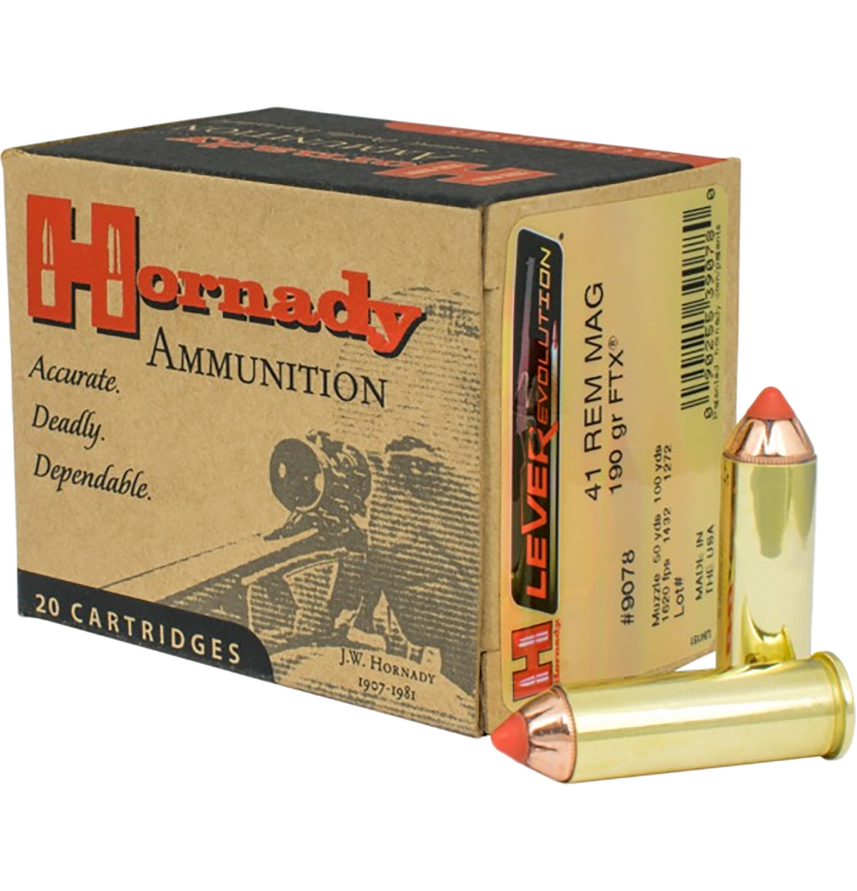 Hornady LEVERevolution 41 Rem Mag 190gr FTX 20-Rd - Box or Case