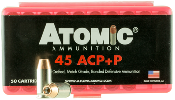 Atomic Pistol Precision Craft 45 ACP +P 185gr Bonded Match Hollow Point - Box or Case