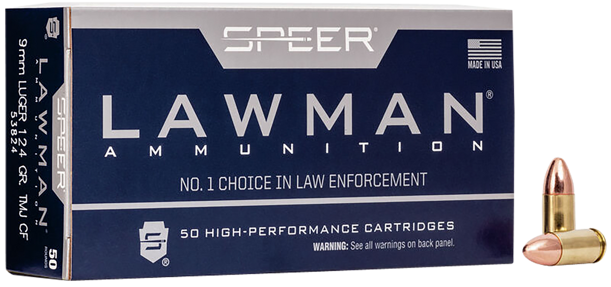 Speer Ammo Lawman Clean-Fire 9mm Luger 124gr TMJ RN - Box or Case