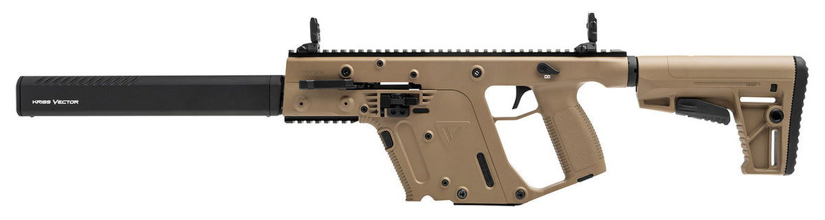 Shop the Kriss Vector CRB G2 9mm Semi-Auto Rifle with a 16” barrel and 40-round capacity. Features FDE aluminum receiver, KRISS Super V Recoil Mitigation, Glock-compatible magazine—ideal for tactical shooters seeking innovation and performance.