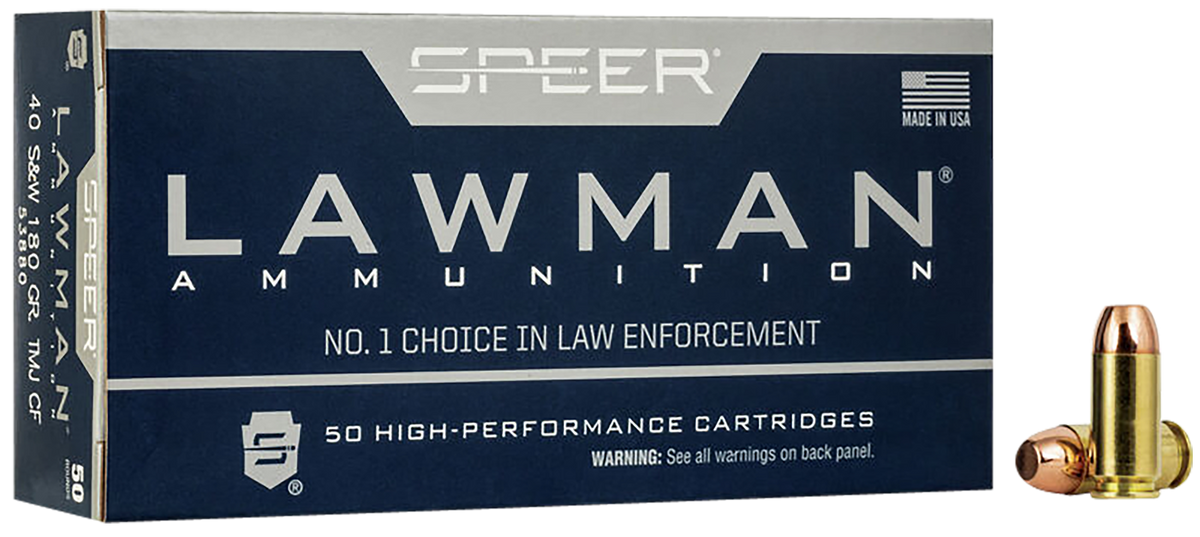 Speer Ammo 53880 Lawman Training Clean-Fire 40 S&W 180gr TMJRN 50 Rd - Box or Case