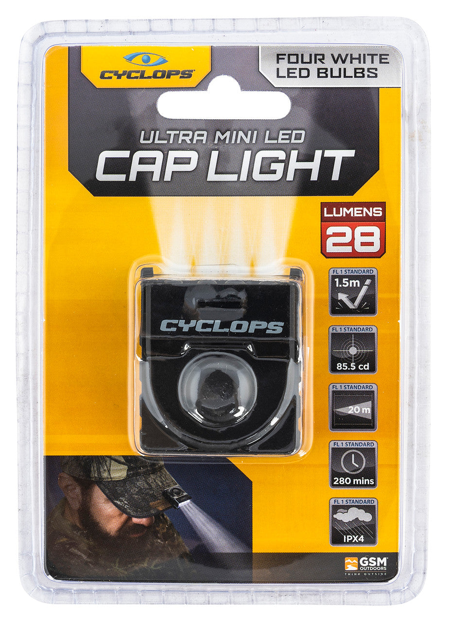 Cyclops White LED Hat Clip Light 28 Lumens Black