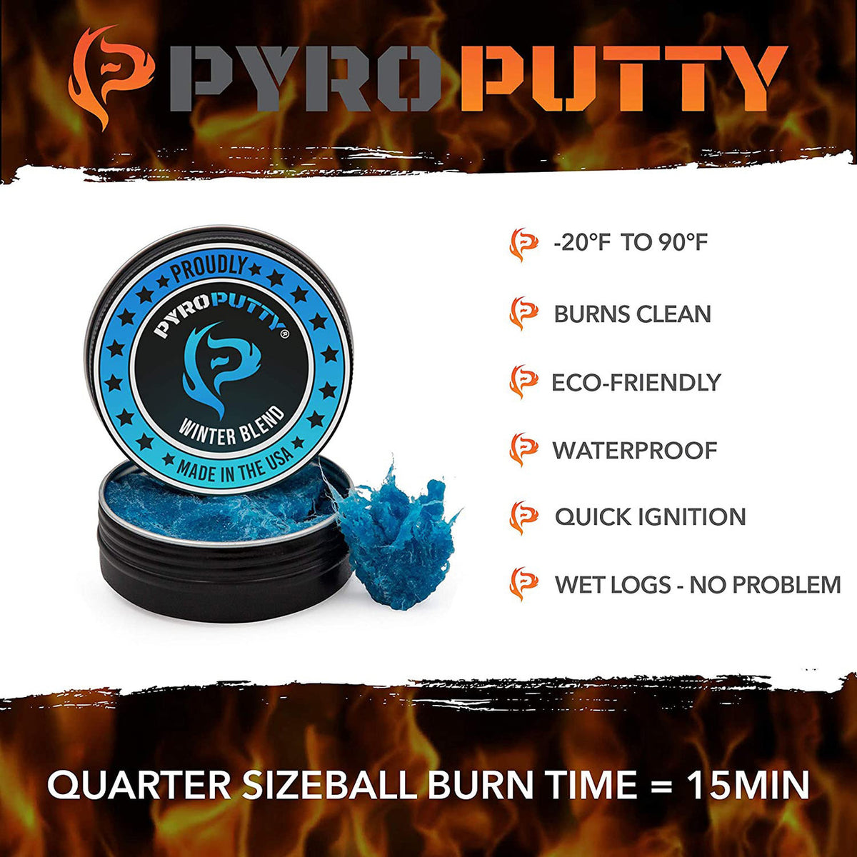 Pyro Putty Winter Blend Fire Starter 2 Oz Blue