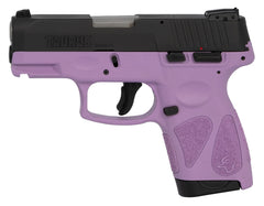 Taurus G2S Slim 9mm Luger Semi Auto Pistol 3.2" Barrel 7 Rounds with Restrike 3 Dot Sights Thumb Safety Light Purple Polymer Frame Black Finish
