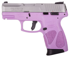 Taurus PT111 G2C Semi Auto Pistol 9mm Luger 3.2" Barrel 12 Rounds 3 Dot Sights Matte Stainless Steel Slide/Polymer Frame Light Purple Finish