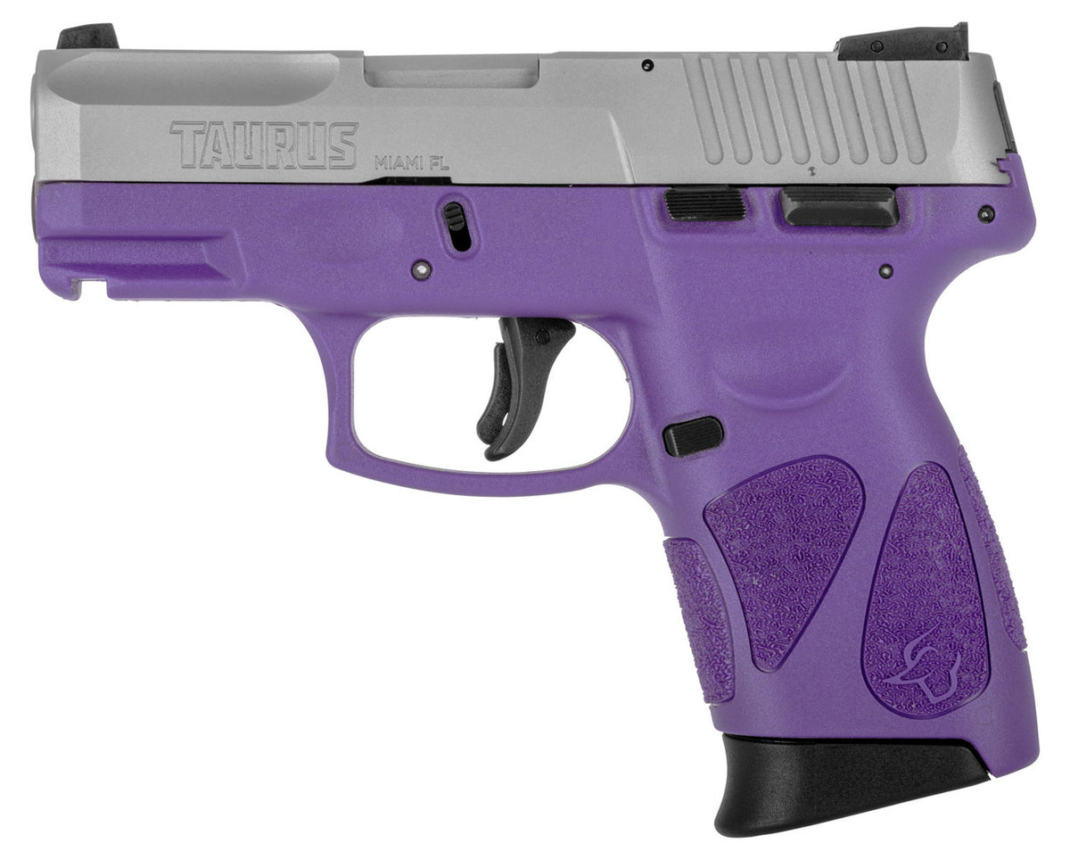 Taurus PT111 G2C Semi Auto Pistol 9mm Luger 3.2" Barrel 12 Rounds 3 Dot Sights Matte Stainless Steel Slide/Polymer Frame Dark Purple Finish