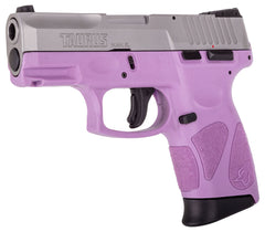 Taurus PT111 G2C Semi Auto Pistol 9mm Luger 3.2" Barrel 12 Rounds 3 Dot Sights Matte Stainless Steel Slide/Polymer Frame Light Purple Finish