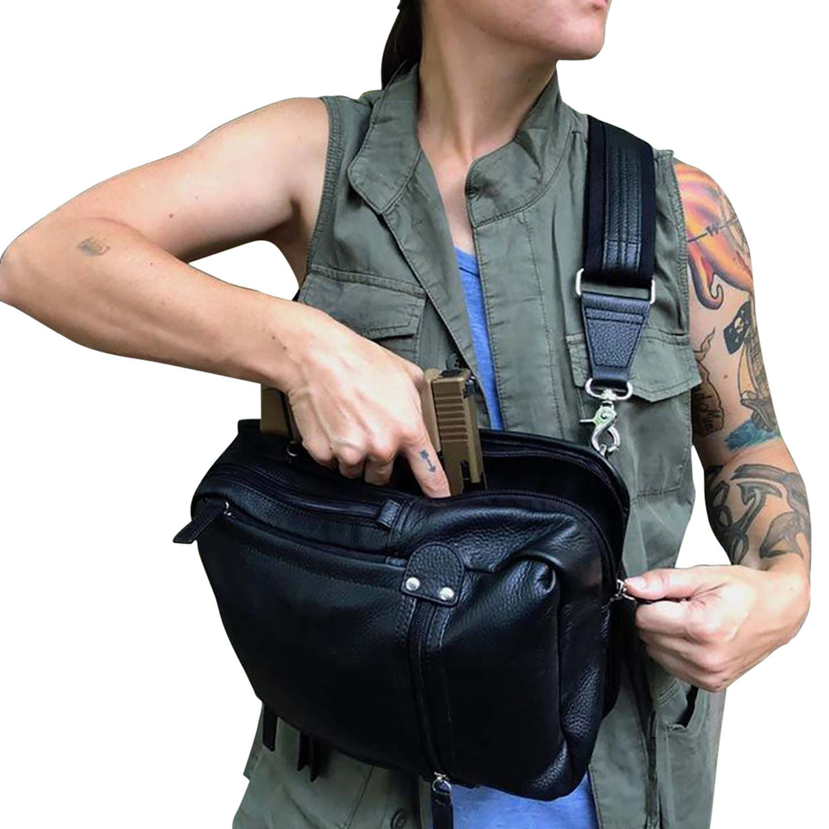 Gun Tote'n Mamas Sling Backpack for Full-Size Pistols Black