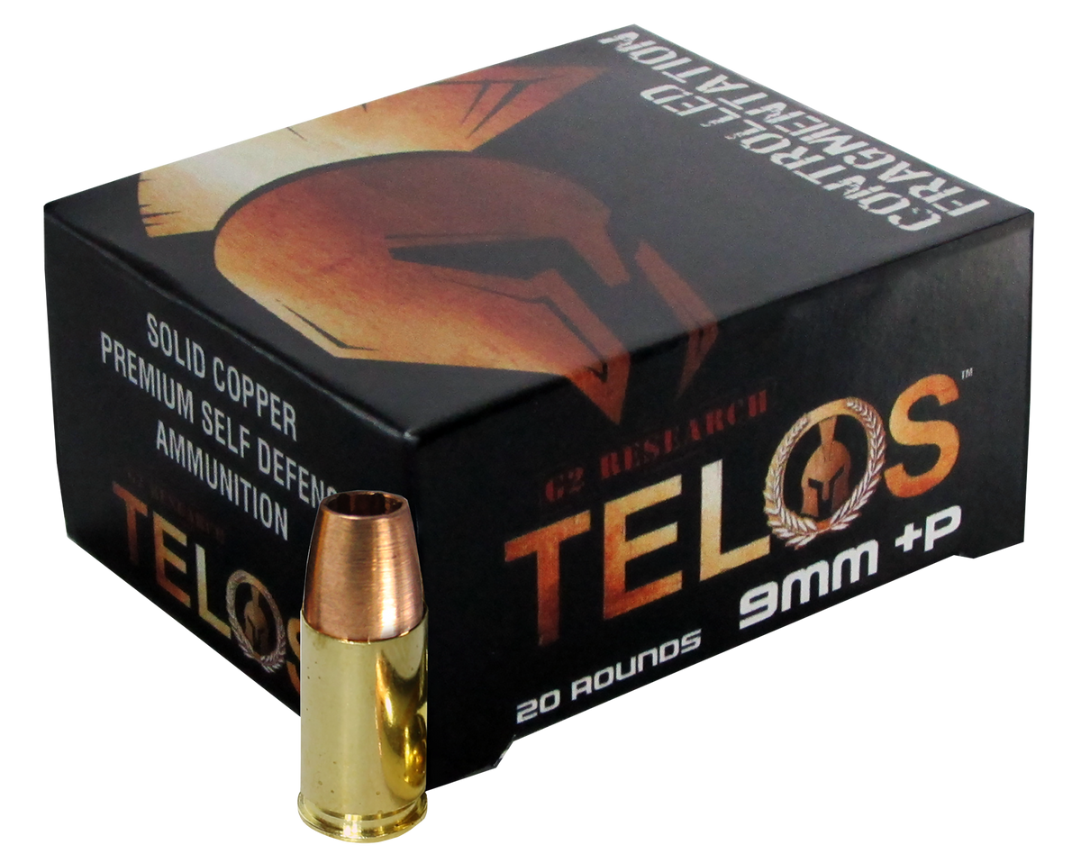 G2 Research Telos 9mm Luger +P 92gr Fracturing Copper Hollow Point 20 Rd - Box or Case