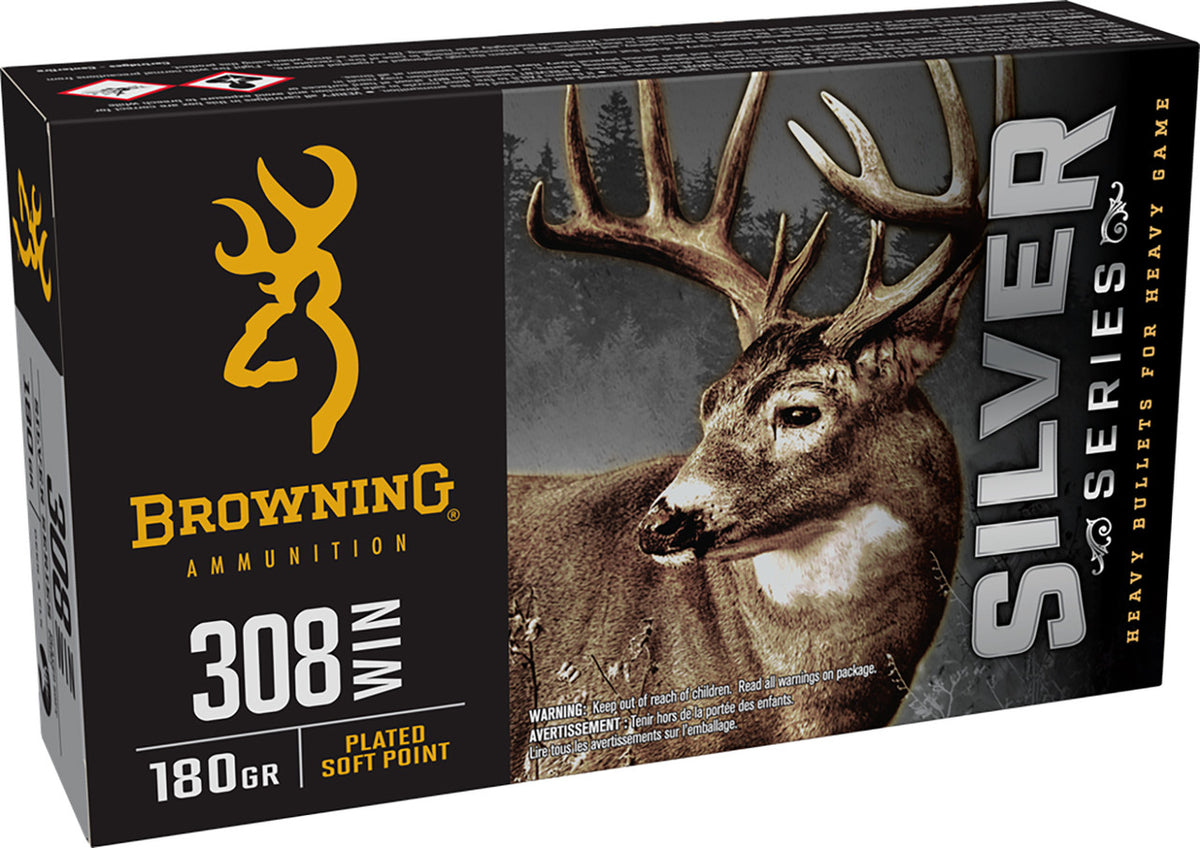 Browning Ammo Silver 308 Win 180gr Plated Soft Point 20rd Box