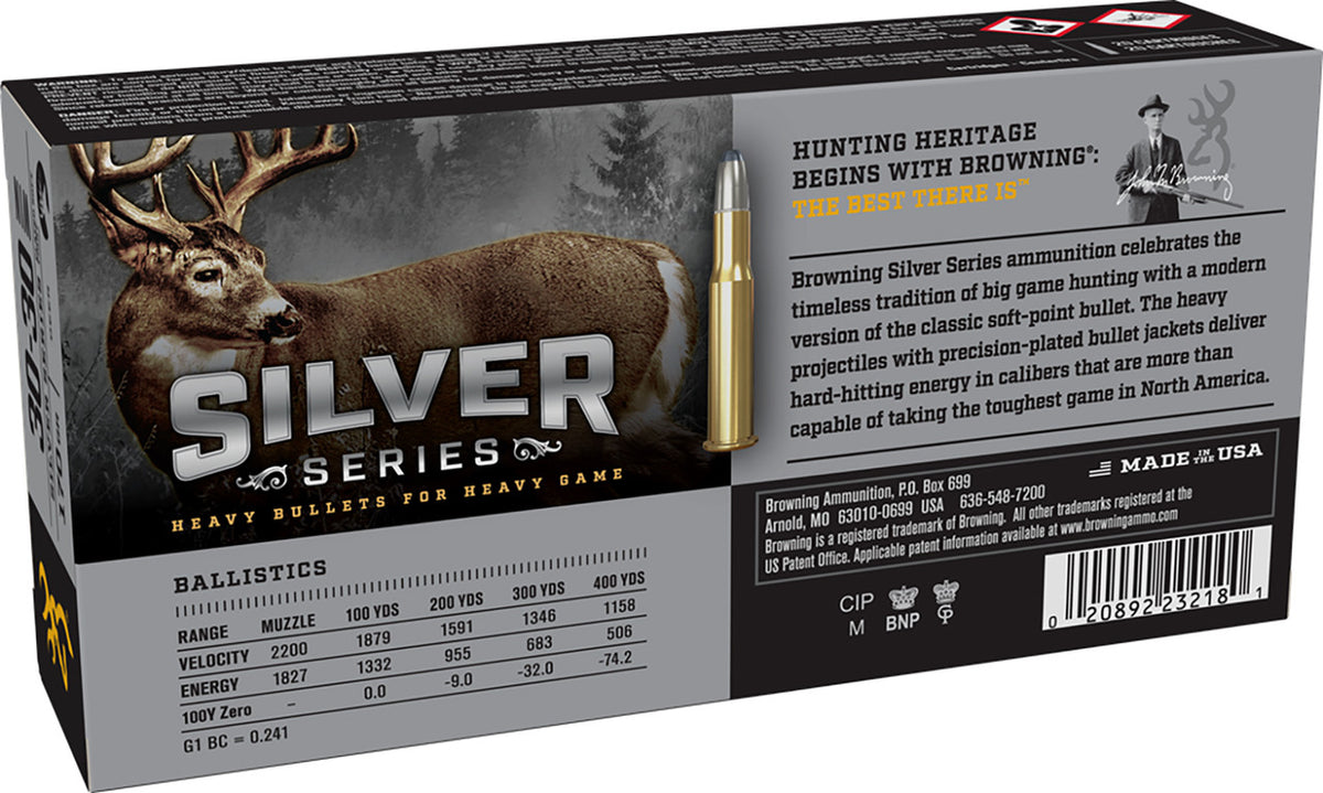 Browning Ammo Silver 30-30 Win 170gr Plated Soft Point 20rd Box