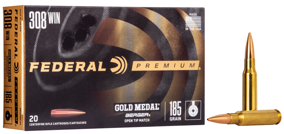 Federal Premium Gold Medal 308 Win 185 gr Berger Jugernaught Open Tip Match - Box or Case