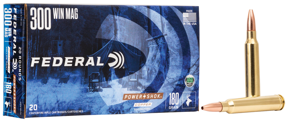 Federal Power-Shok Copper 300 Win Mag 180gr Copper Hollow Point 20rd - Box or Case