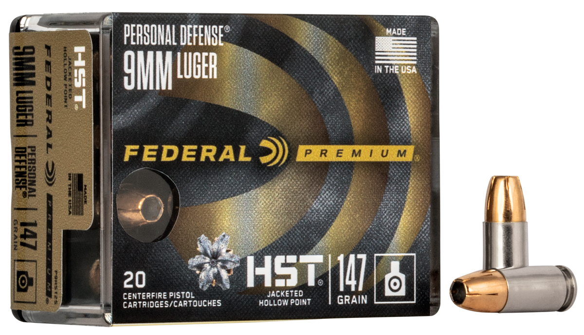 Federal P9HST2S Premium Personal Defense 9mm Luger 147 gr HST Jacketed Hollow Point - Box or Case