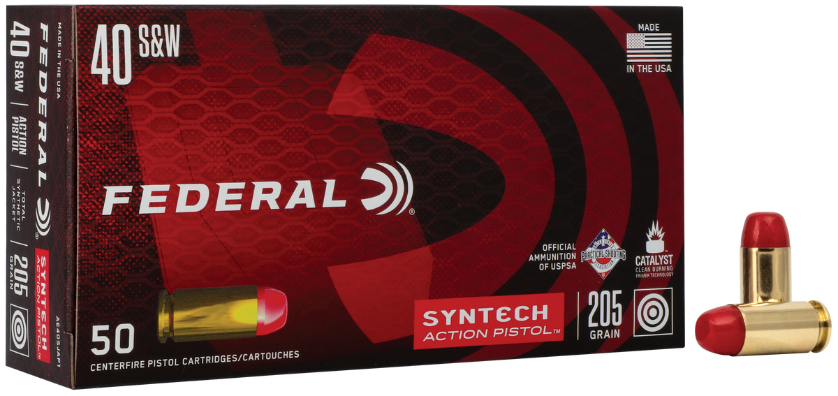 Federal American Eagle Syntech Action Pistol 40 S&W 205gr Total Synthetic Jacket Flat Nose - Box or Case