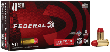 Federal American Eagle Syntech Action Pistol 40 S&W 205gr Total Synthetic Jacket Flat Nose - Box or Case