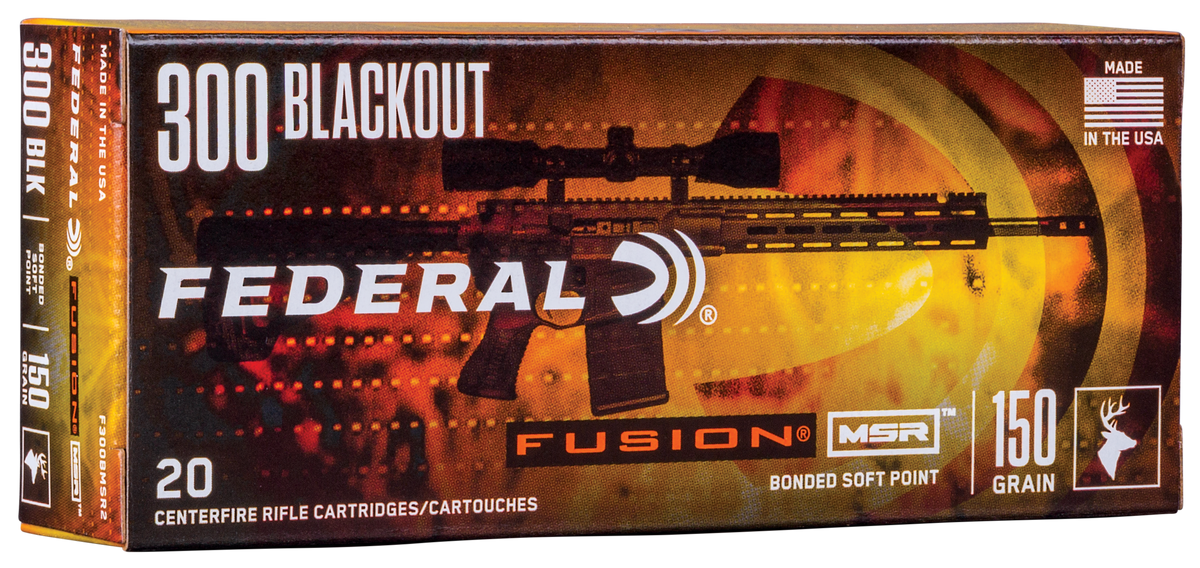 Federal Fusion MSR 300 Blackout 150gr Bonded Soft Point 20rd - Box or Case