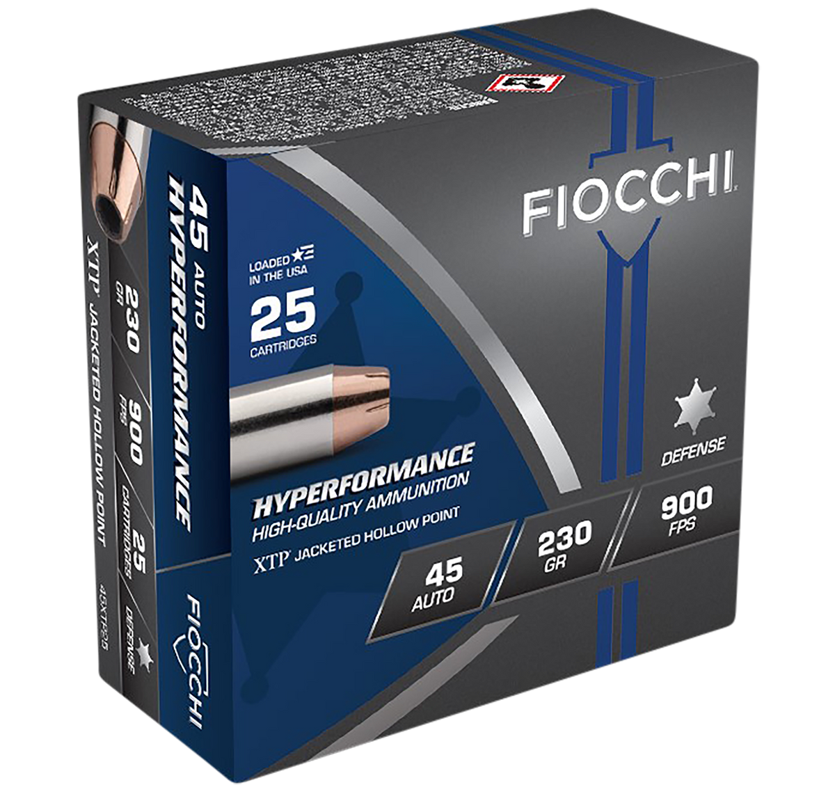 Fiocchi Hyperformance 45 ACP 230gr Hornady XTP Hollow Point 25 Rd - Box or Case